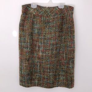 10 Coldwater Creek Tweed Pencil Skirt Plaid Nubby Boucle